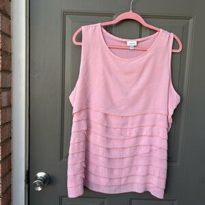 Auenue Light Pink Tiered Sleeveless Beaded Blouse